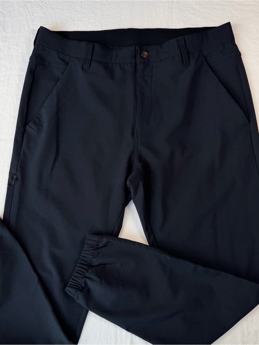 BYLT Premium Basics Everyday Jogger Pants Mens 34 navy Stretch  Zip Pocket Cuff
